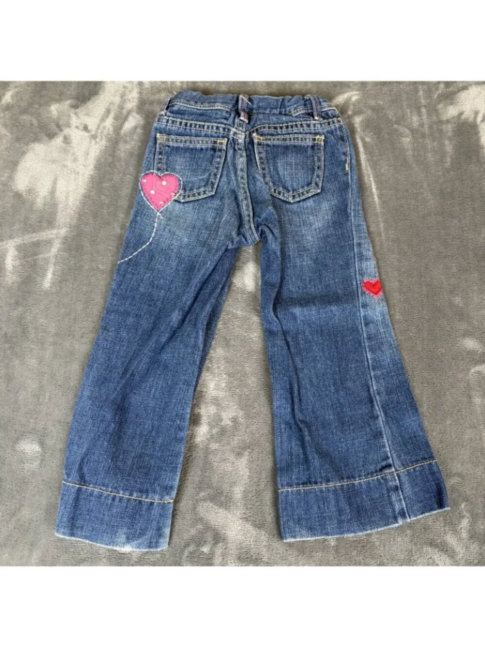 Baby Gap Denim Stretch Toddler Embroidered Jeans Size 3t Patched Flare Leg Y2K
